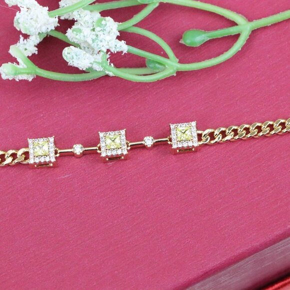 "Elegant Rose Gold Bracelet with Green Stone Accents, XPBL0841 - Picture 5 of 13